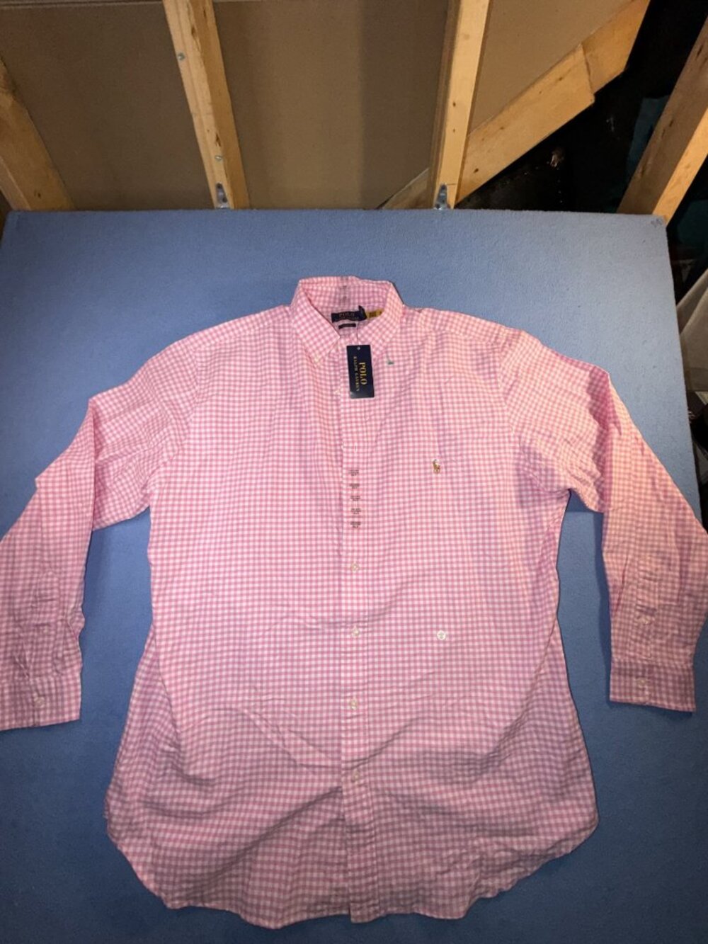 NWT Polo Ralph Lauren Mens XLT Pink White Gingham Oxford Button Down